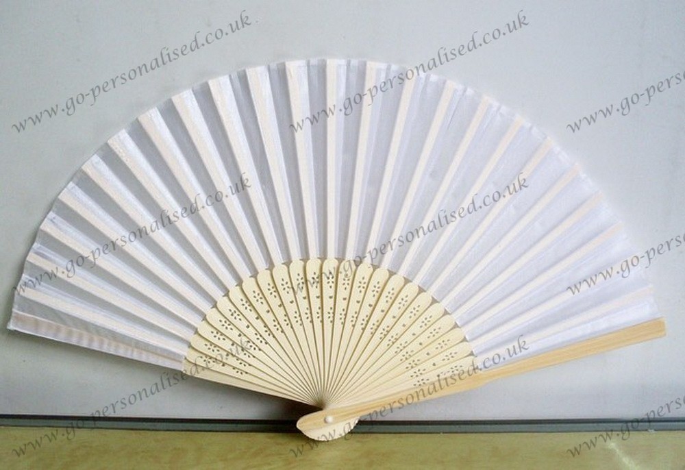 White silk fan clearance wedding favors